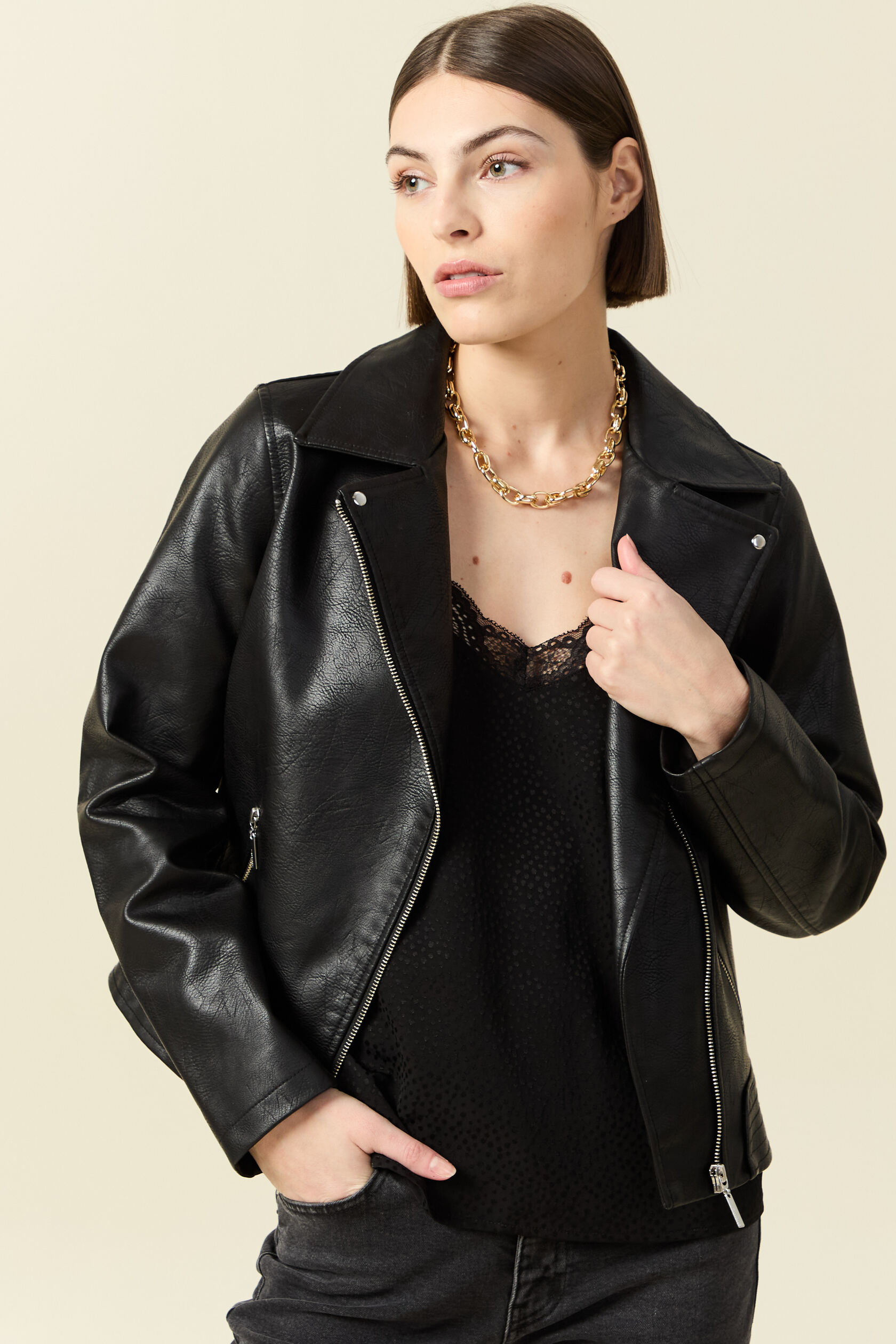 Blouson biker simili cuir, BONOBO