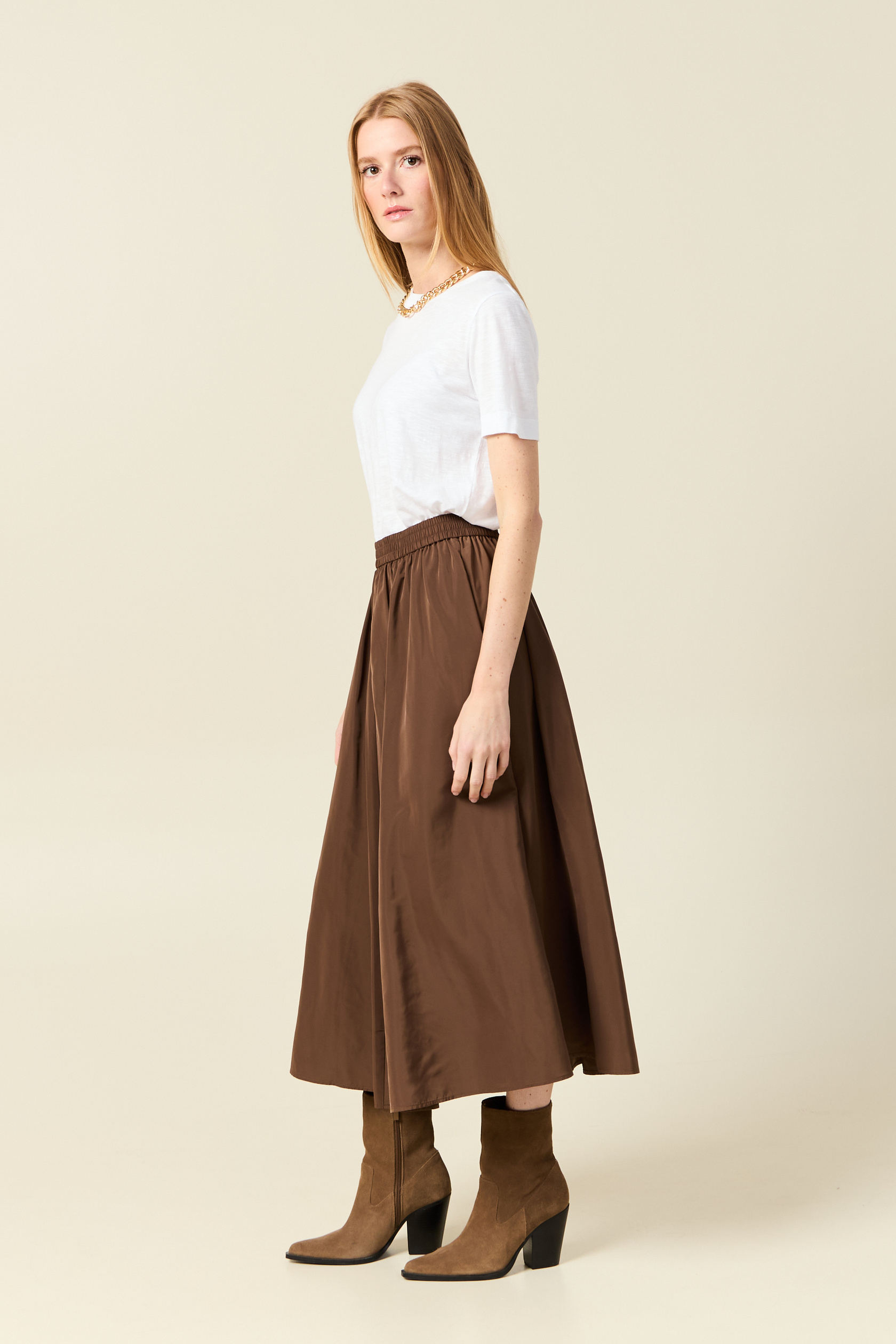 Jupe Droite Marron Bonobo Taille 42 - Style Évasé En Coton - Très Bon État
