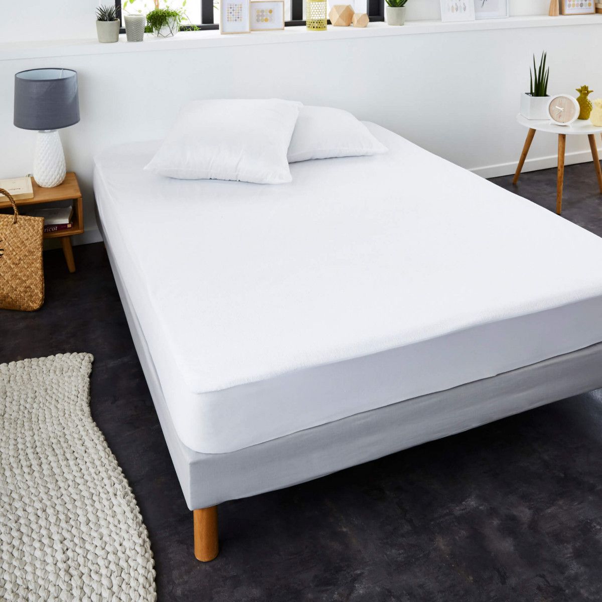 Protège Matelas Imperméable TOUCALIN 160x200cm - 100% Coton Bouclette, Oeko-Tex - Bonnet 27cm - Hypoallergénique