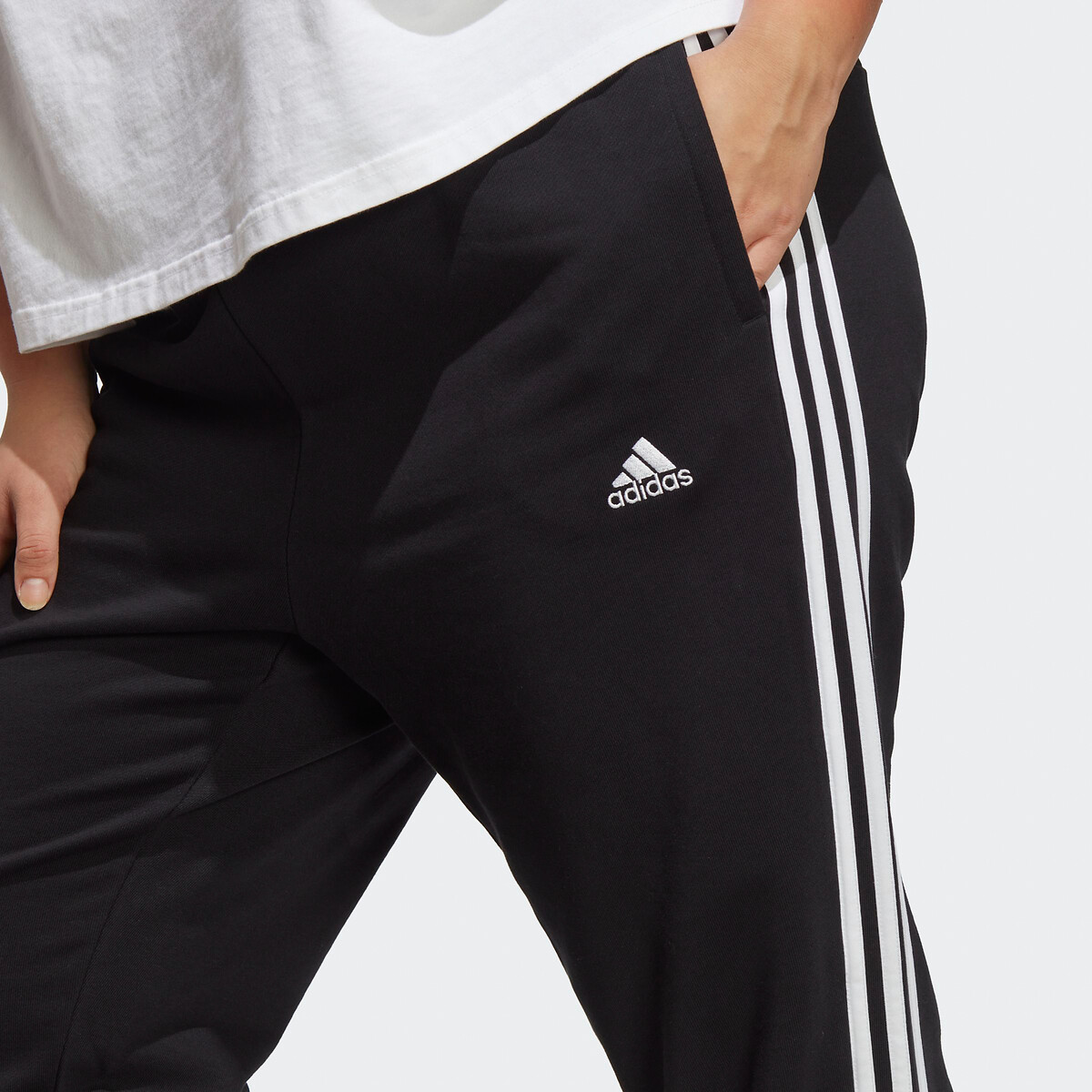 Essentials 3-stripes cotton joggers, black, Adidas Sportswear