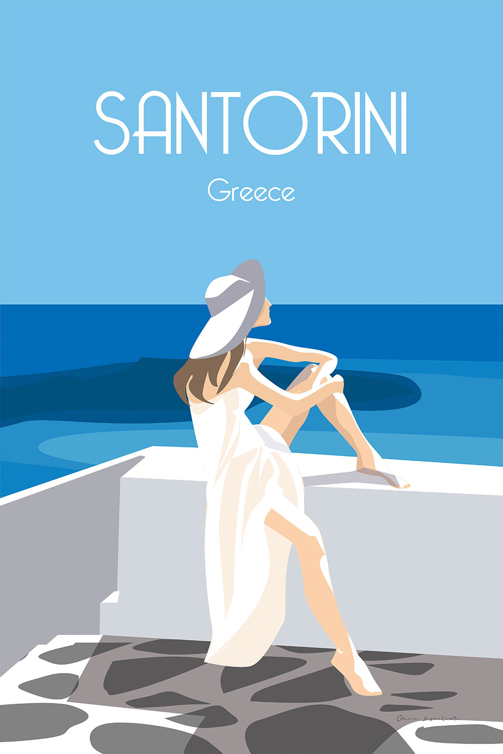 Tableau de voyage Le bleu de Santorin, HEXOA
