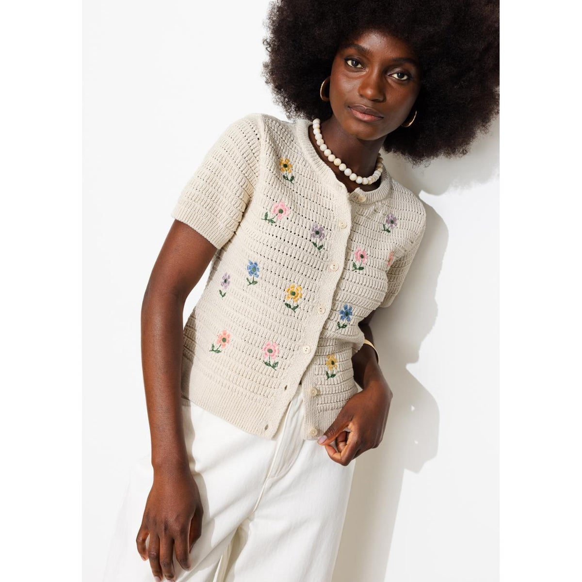 Cardigan brodé de fleurs, PROMOD