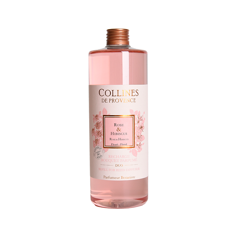 Recharge Diffuseur de parfum Colorée ROSE & HIBISCUS, COLLINES DE PROVENCE