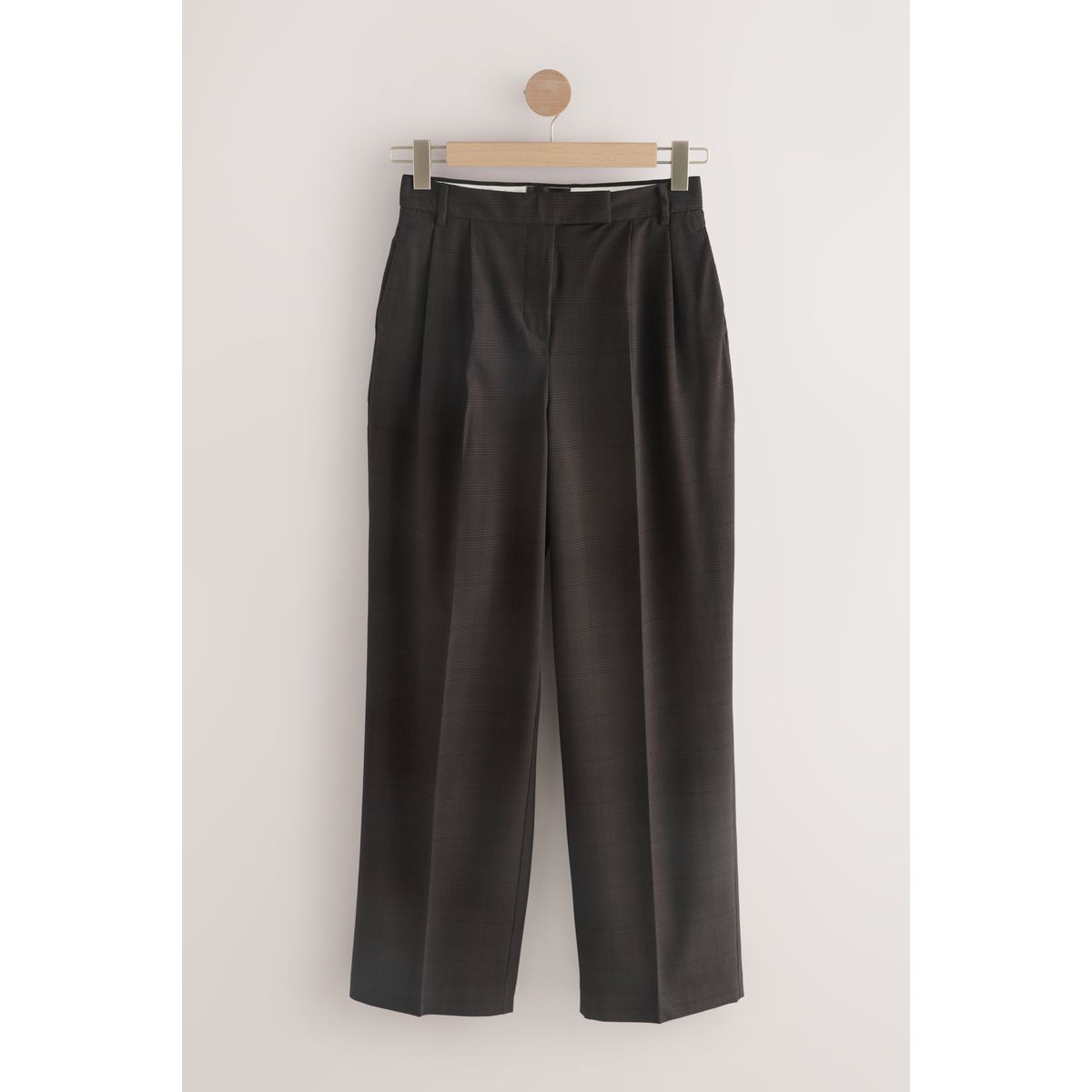 Pantalon droit à double pli et carreaux, NEXT