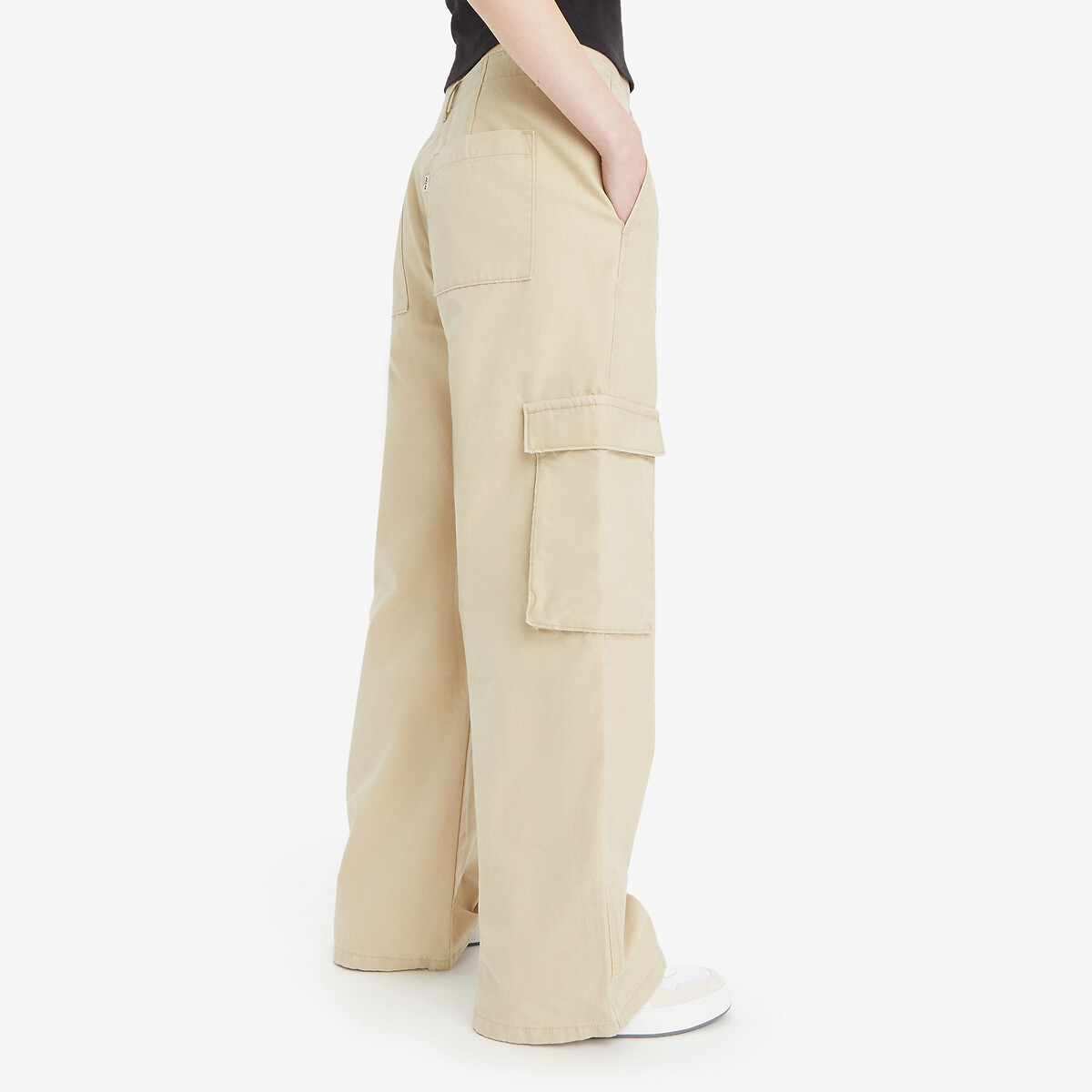 Cotton Loose Fit Trousers with High Waist and Wide Leg