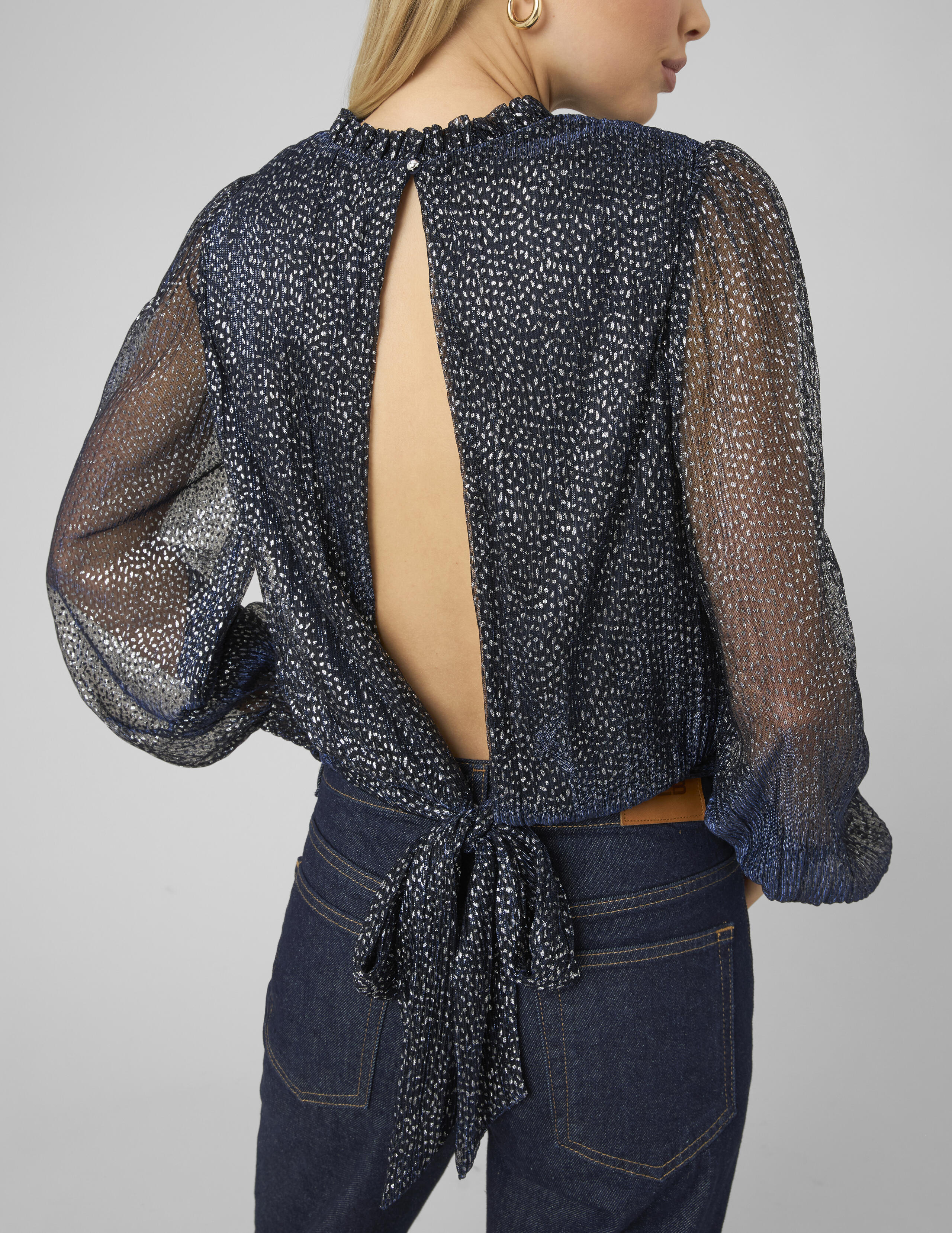 Blouse imprimée pailletée, BZB