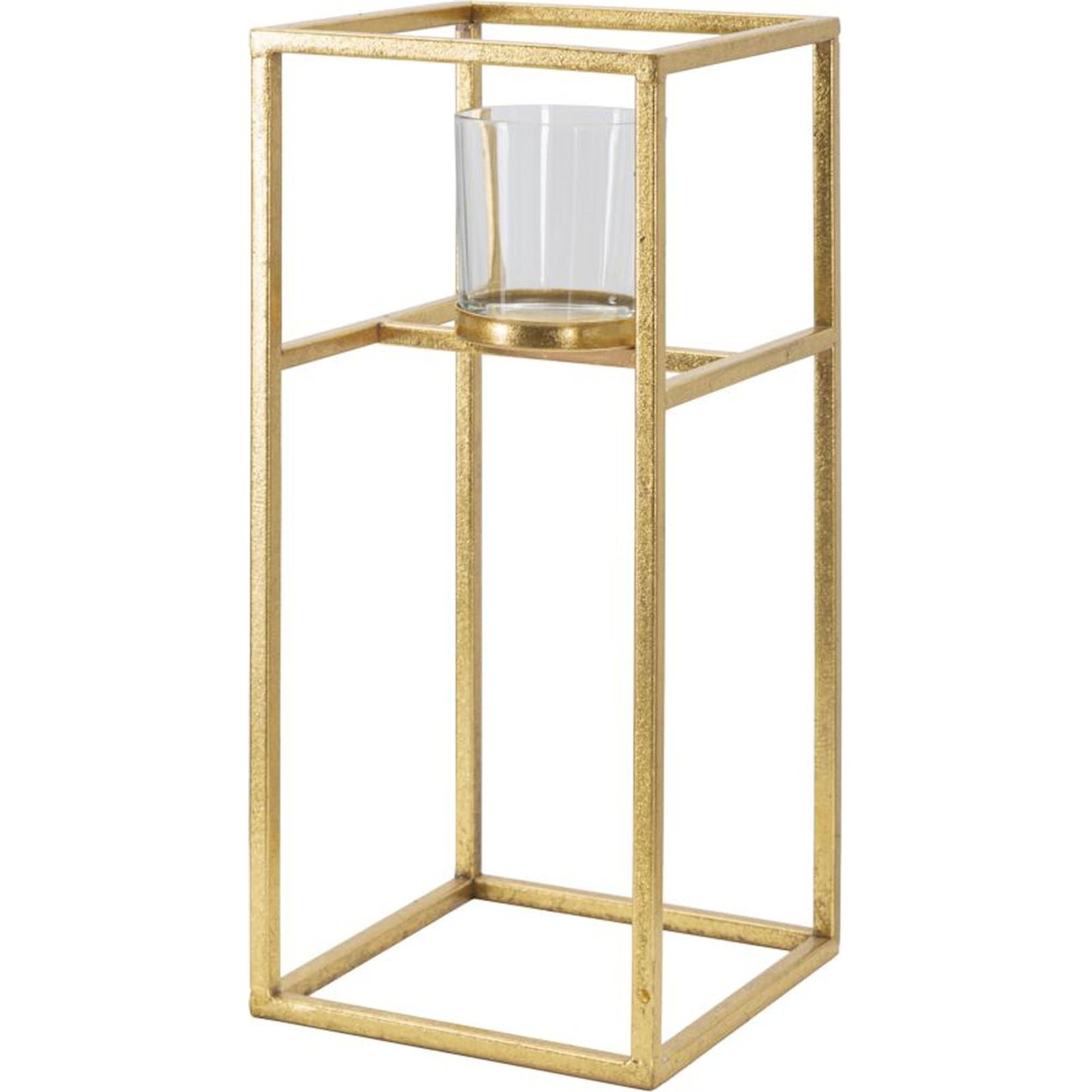 Bougeoir en fer et verre structure graphique, RECOLLECTION