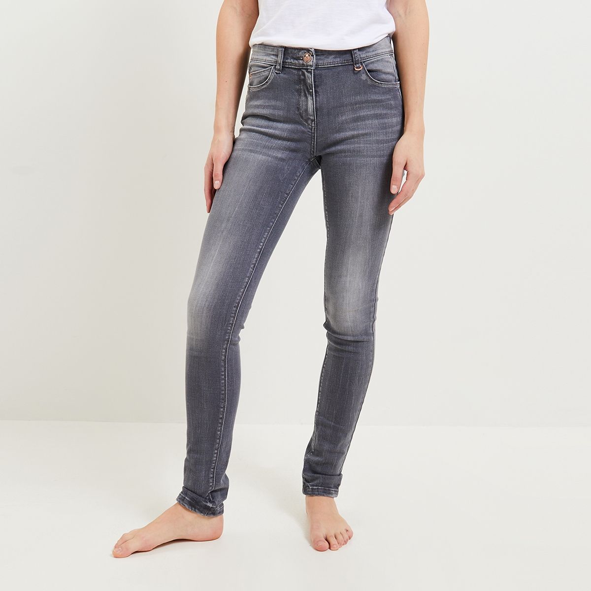 Jean slim femme gris sale