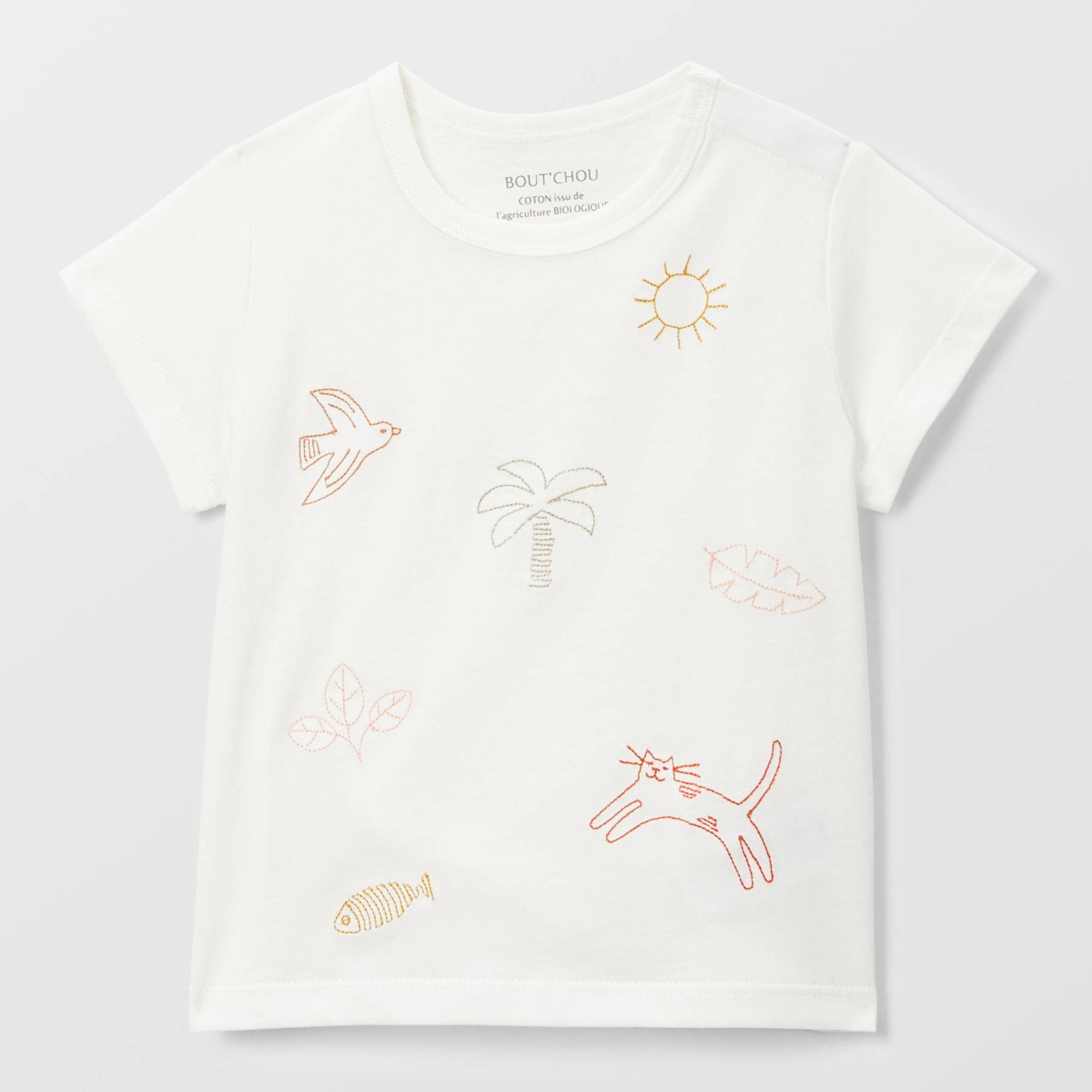 T-shirt manches courtes brodé en coton BIO GOTS, BOUT'CHOU