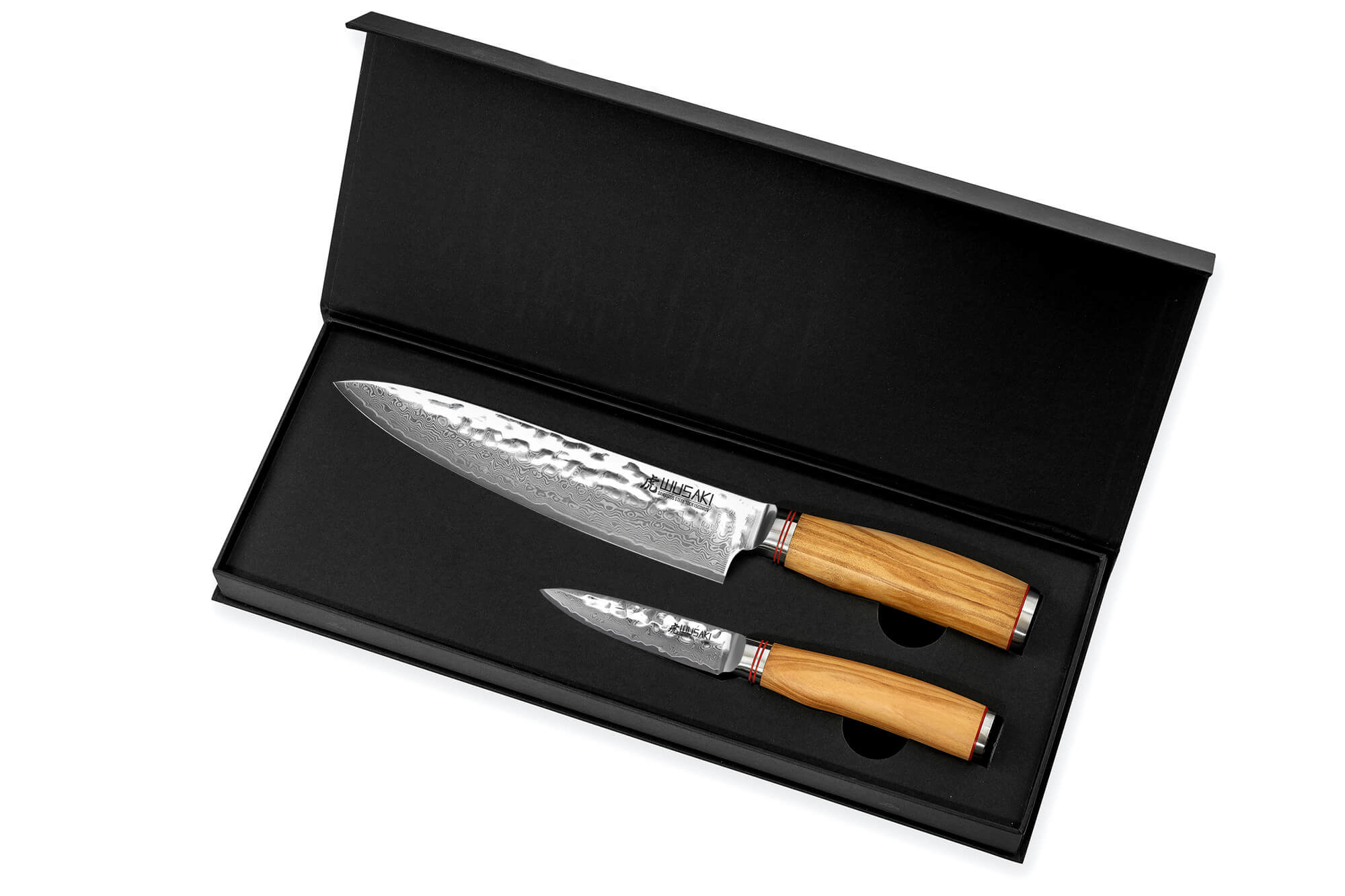 2 couteaux Damas 10Cr en coffret élégant, WUSAKI