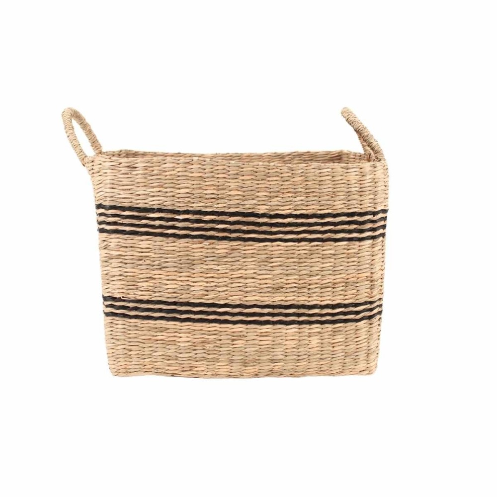 Panier rectangulaire en jonc de mer avec poignées 37x27cm, ORNAMI