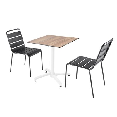 Table en HPL inclinable pied blanc et 2 chaises en métal OVIALA