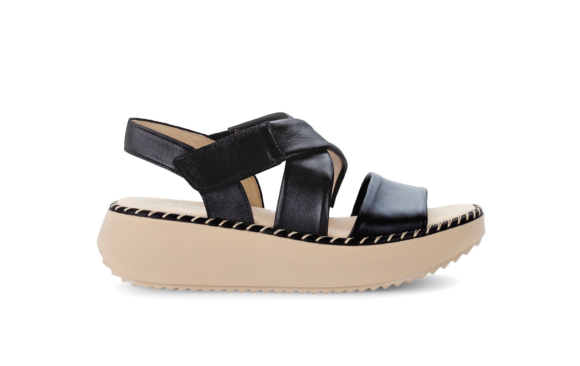 Sandales en cuir lisse à talon compensé, GABOR