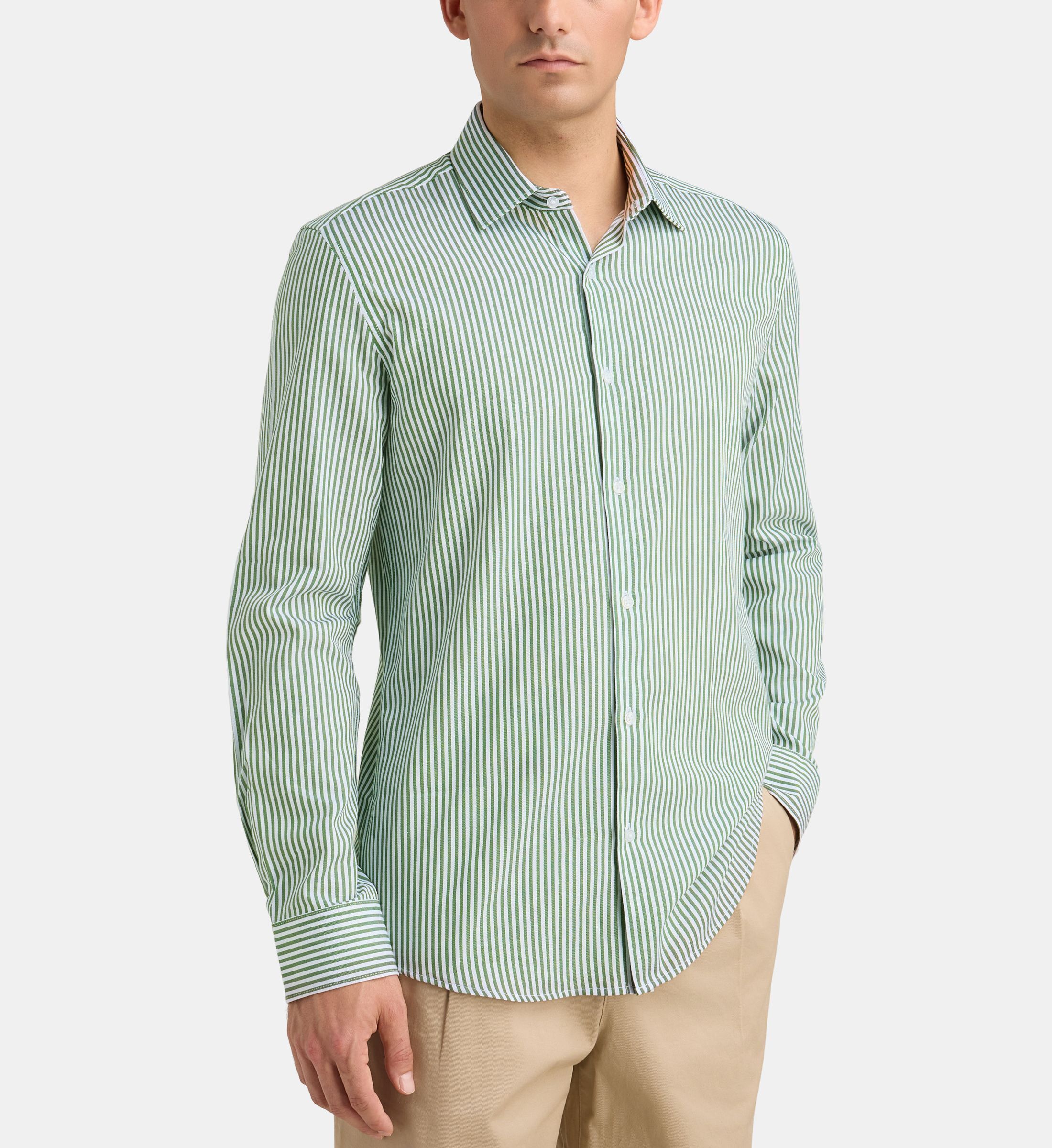 Chemise ajustée msrten rayures sans repassage coton bio, GALERIES LAFAYETTE