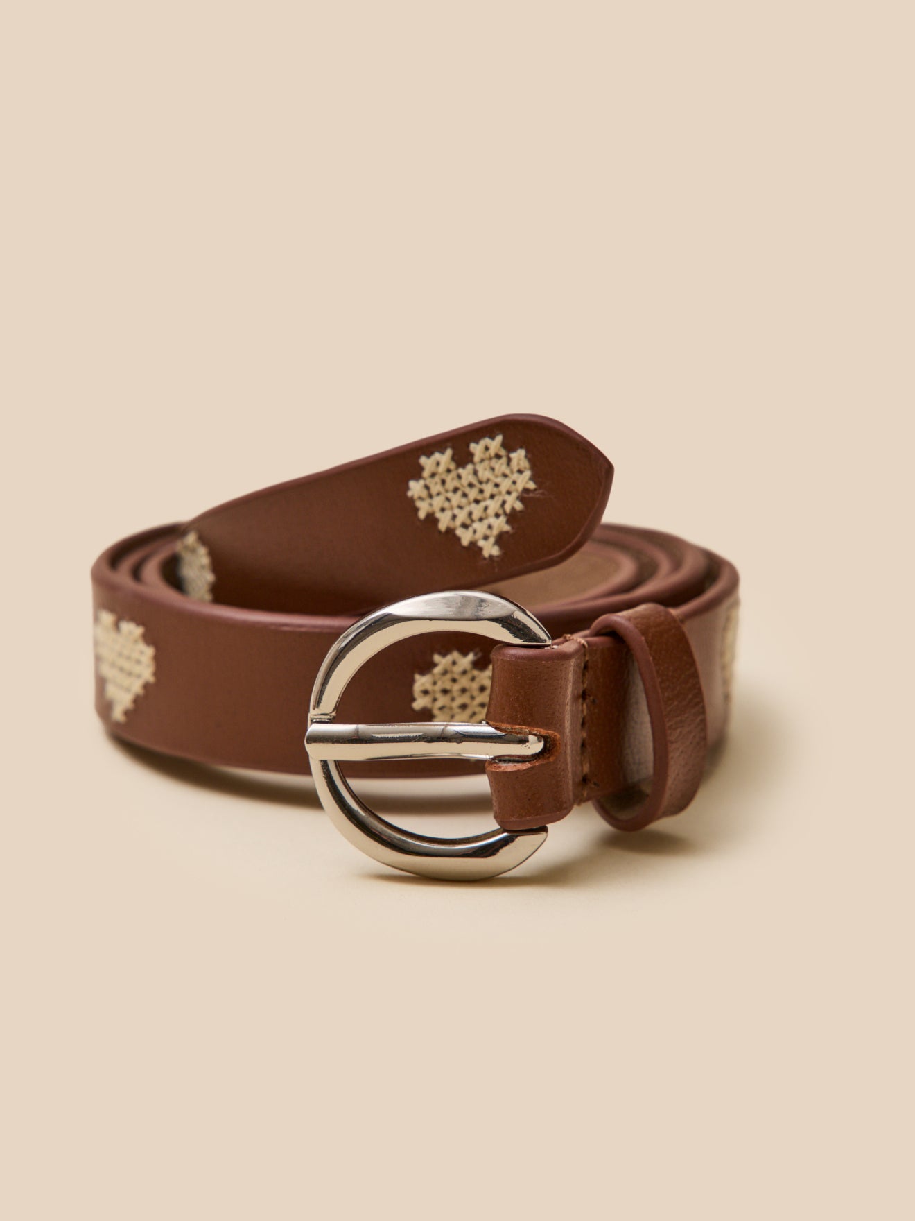 Ceinture brodée en cuir, CYRILLUS