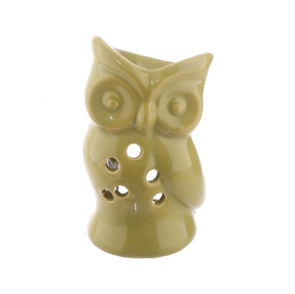 Brûleur a huile hibou en céramique vert, EDEN
