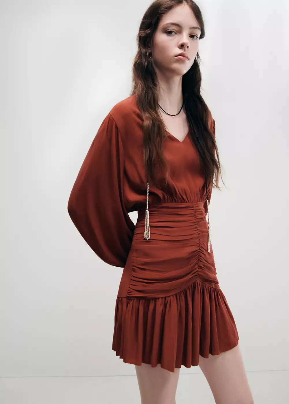 Robe en mousseline à panneau drapé, MANGO TEEN