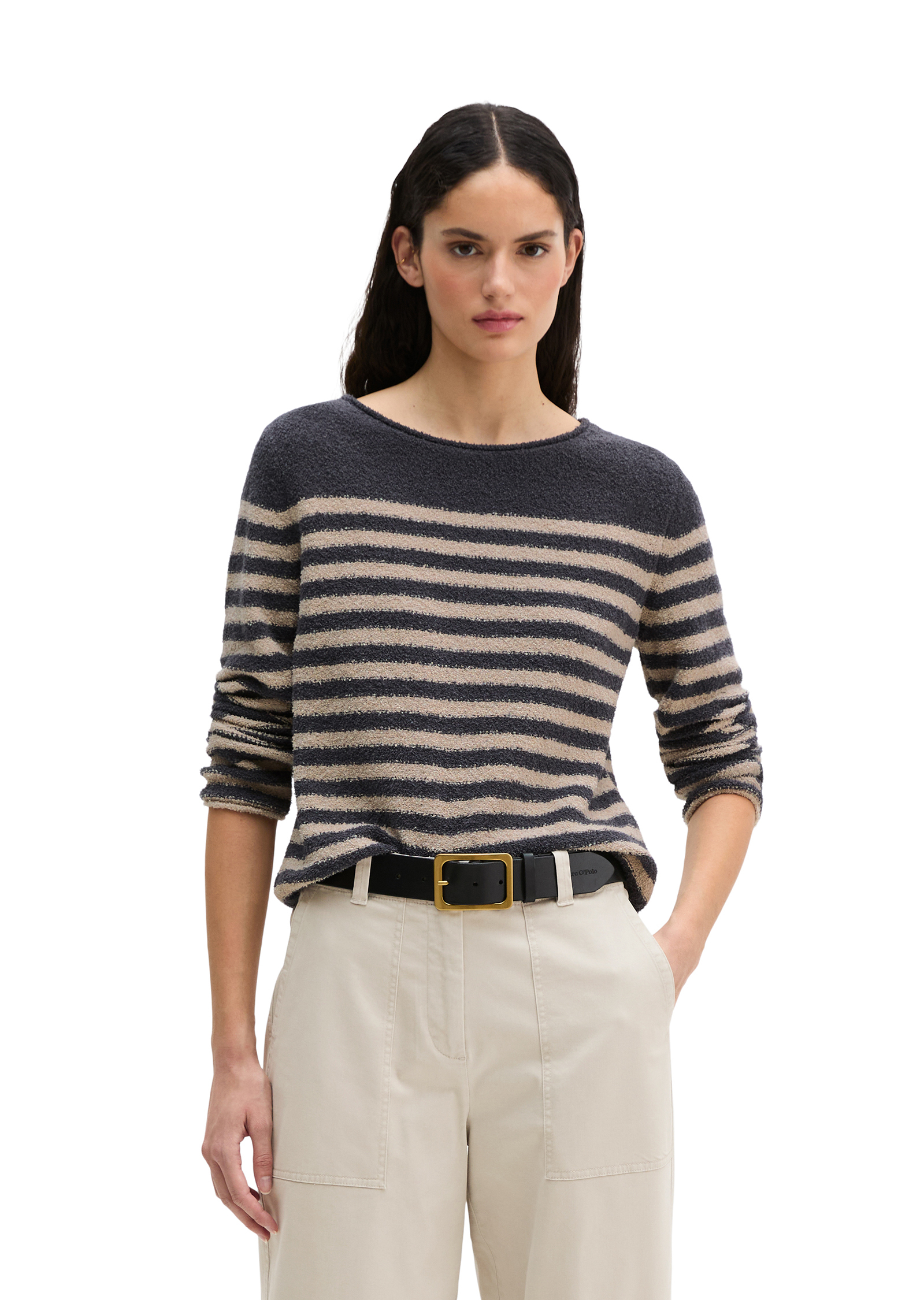 Pull bouclette regular en mélange de coton organique, MARC O'POLO