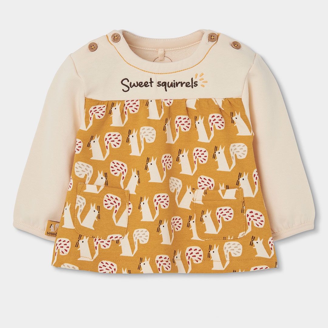Robe bébé molleton imprimé écureuils, BOBOLI