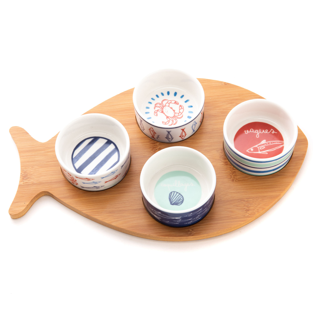 Plateau poisson et ses 4 bols Ariel, AMADEUS