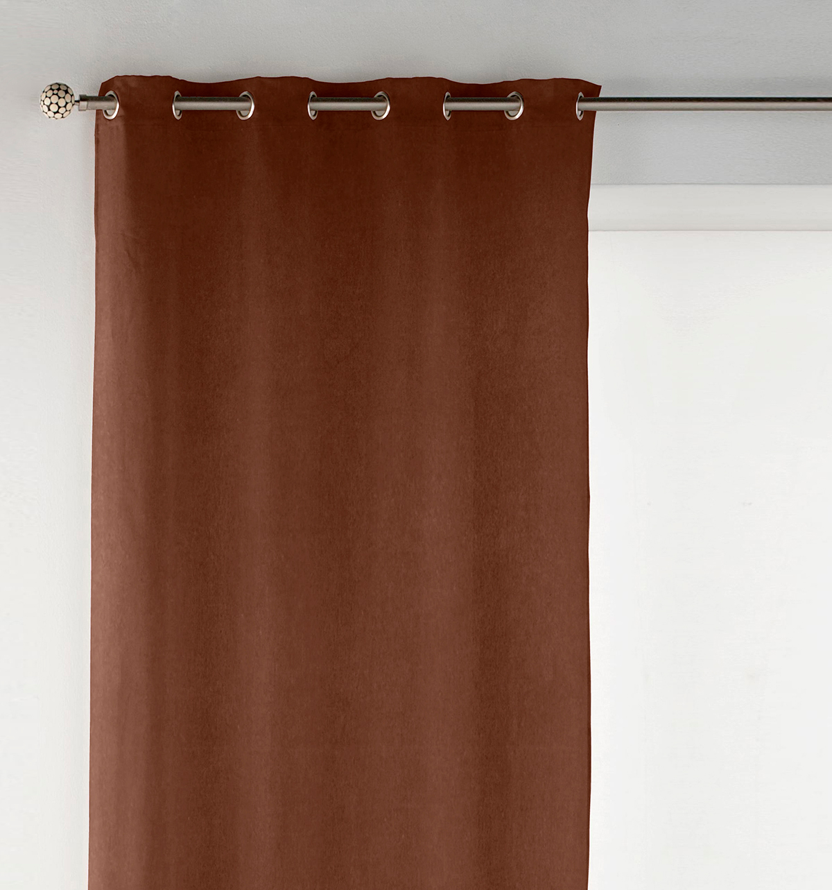 Rideau à oeillets en velours marron 140x270 cm à l'unité, NAF NAF HOME