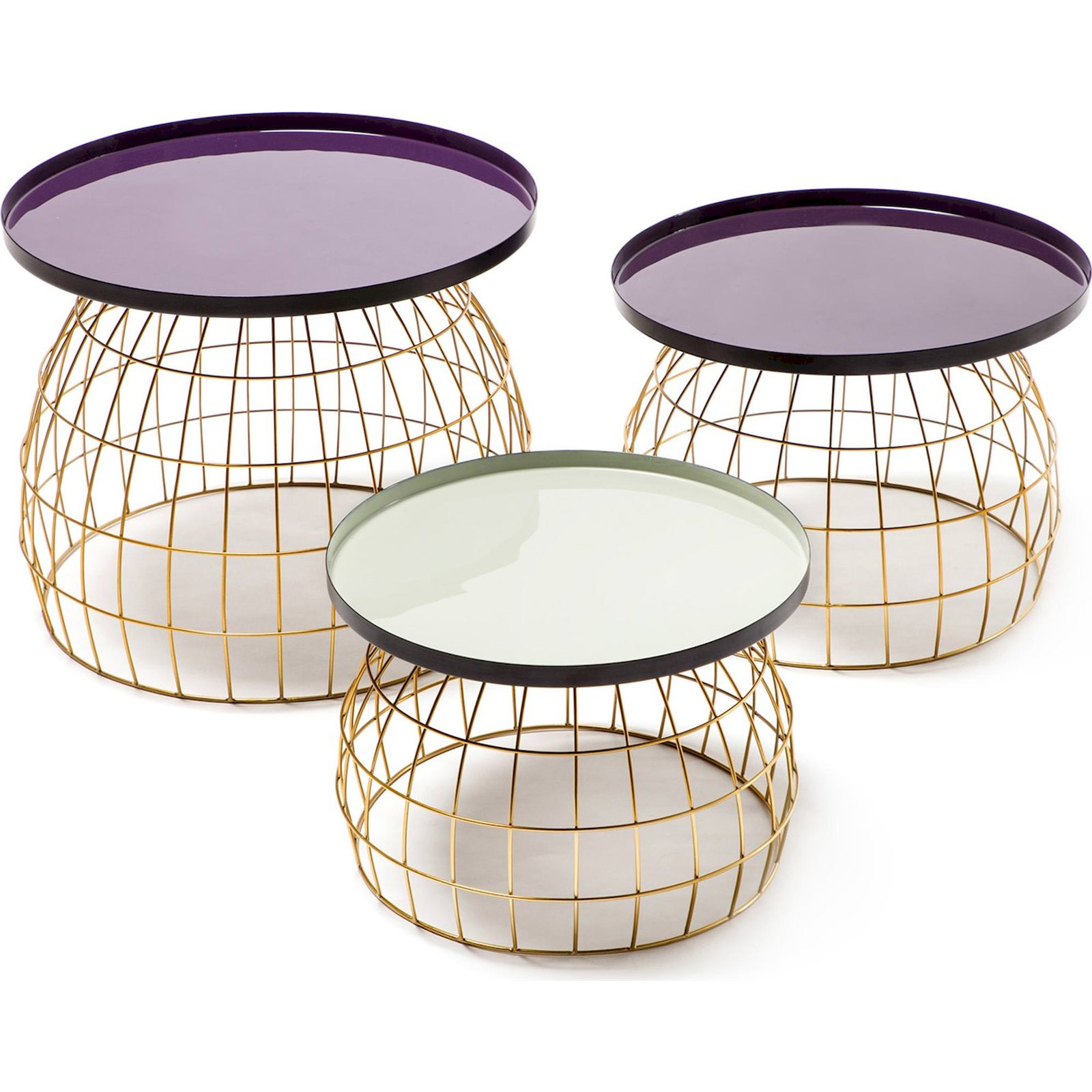 Table gigogne ronde en métal doré (lot de 3), ARTE ESPINA