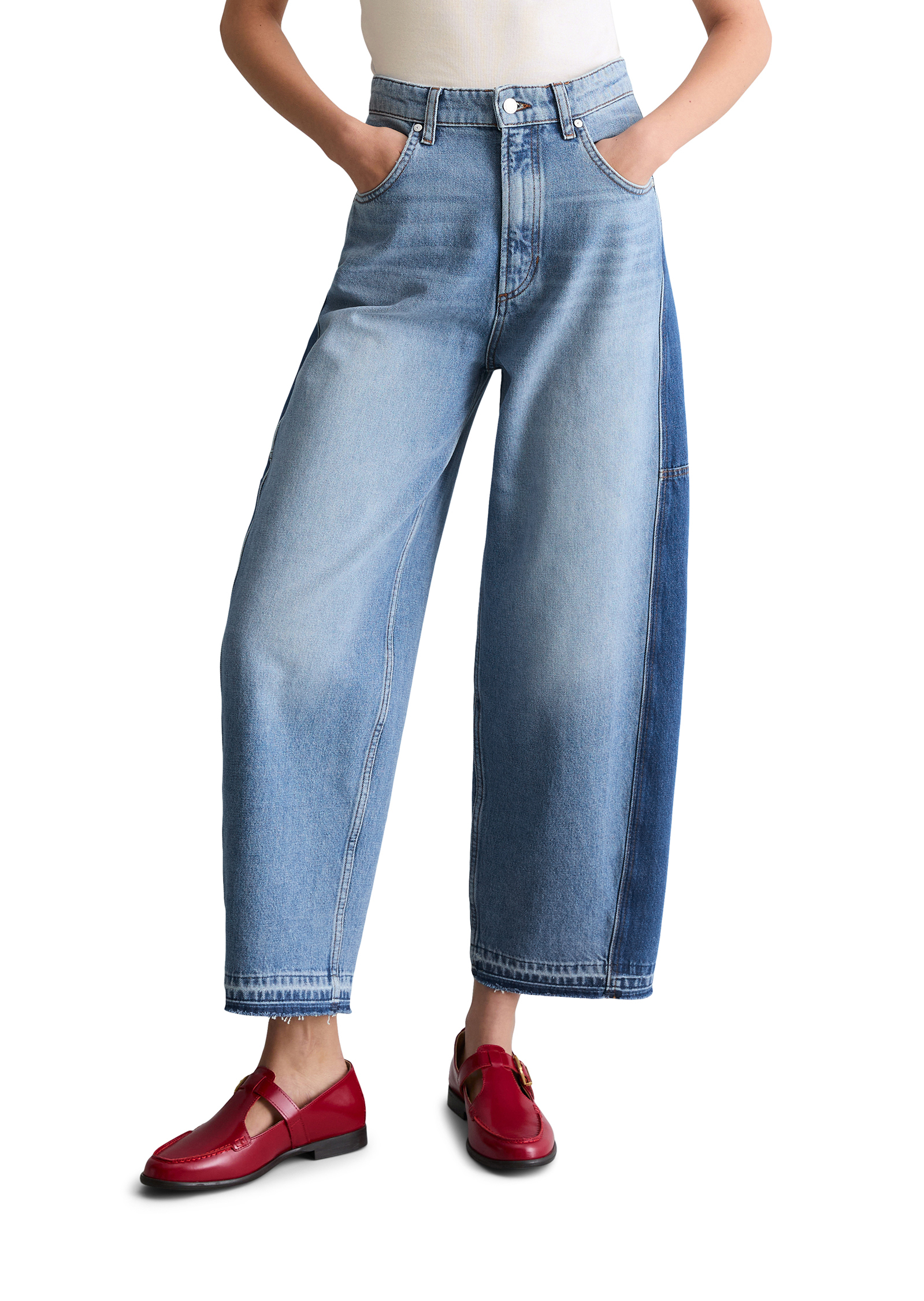 Jeans modèle Enni large barrel cropped avec des fibres de feuilles d'ananas, MARC O’POLO DENIM