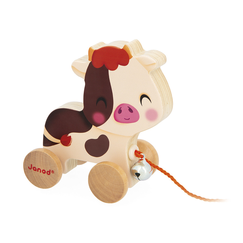 Jouet À Tirer En Bois, Vache À Promener, JANOD