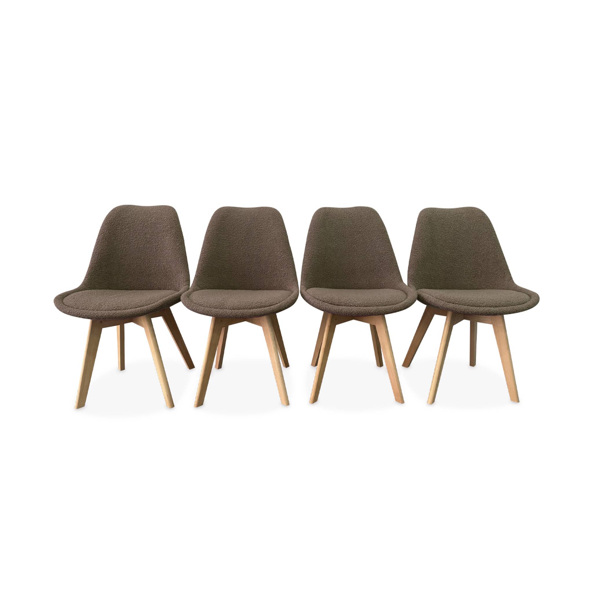 Chaise scandinave bois de hêtre et bouclette (lot de 4) NILS, SWEEEK