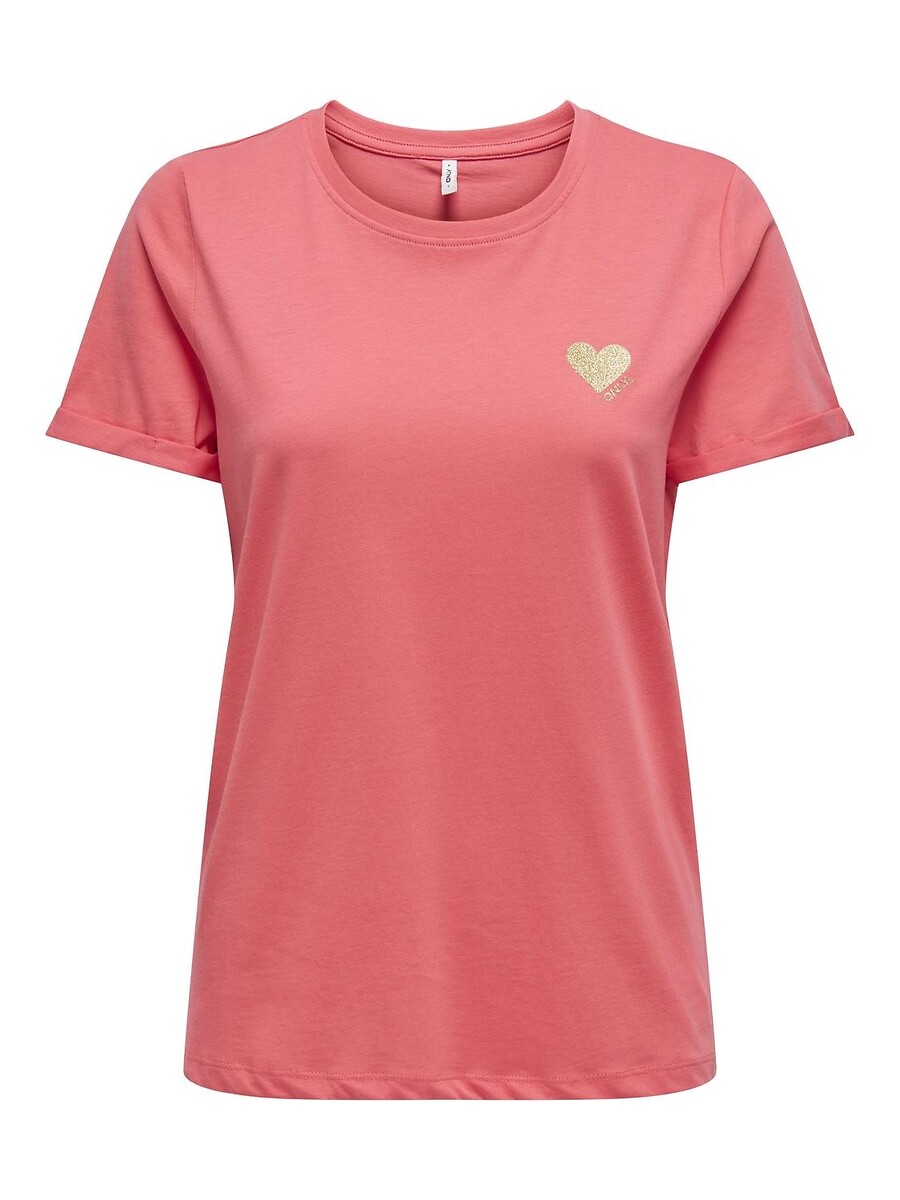 T-shirt bedrukt met klein hart vooraan