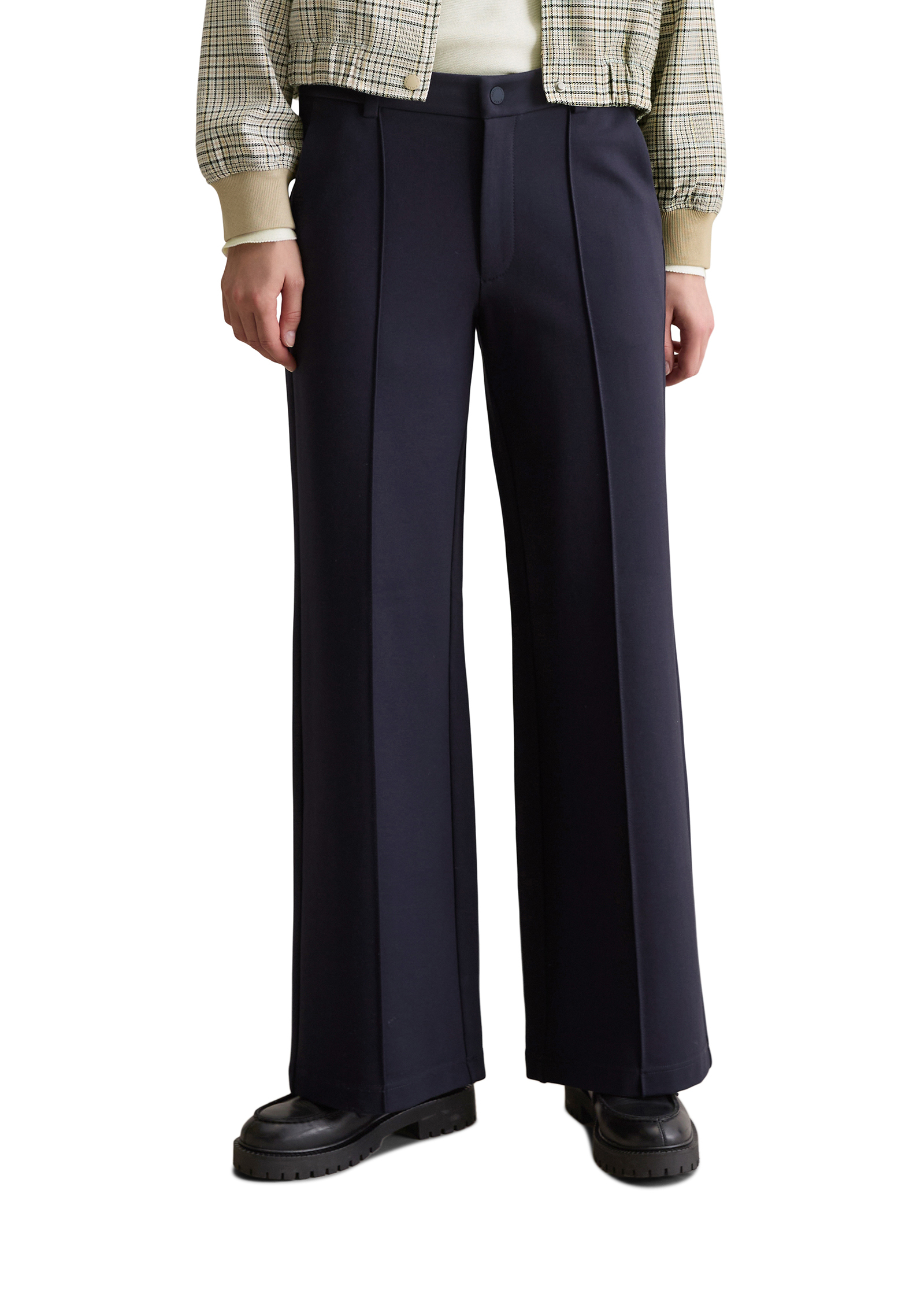 Pantalon droit en jersey en qualité interlock compacte, MARC O’POLO DENIM