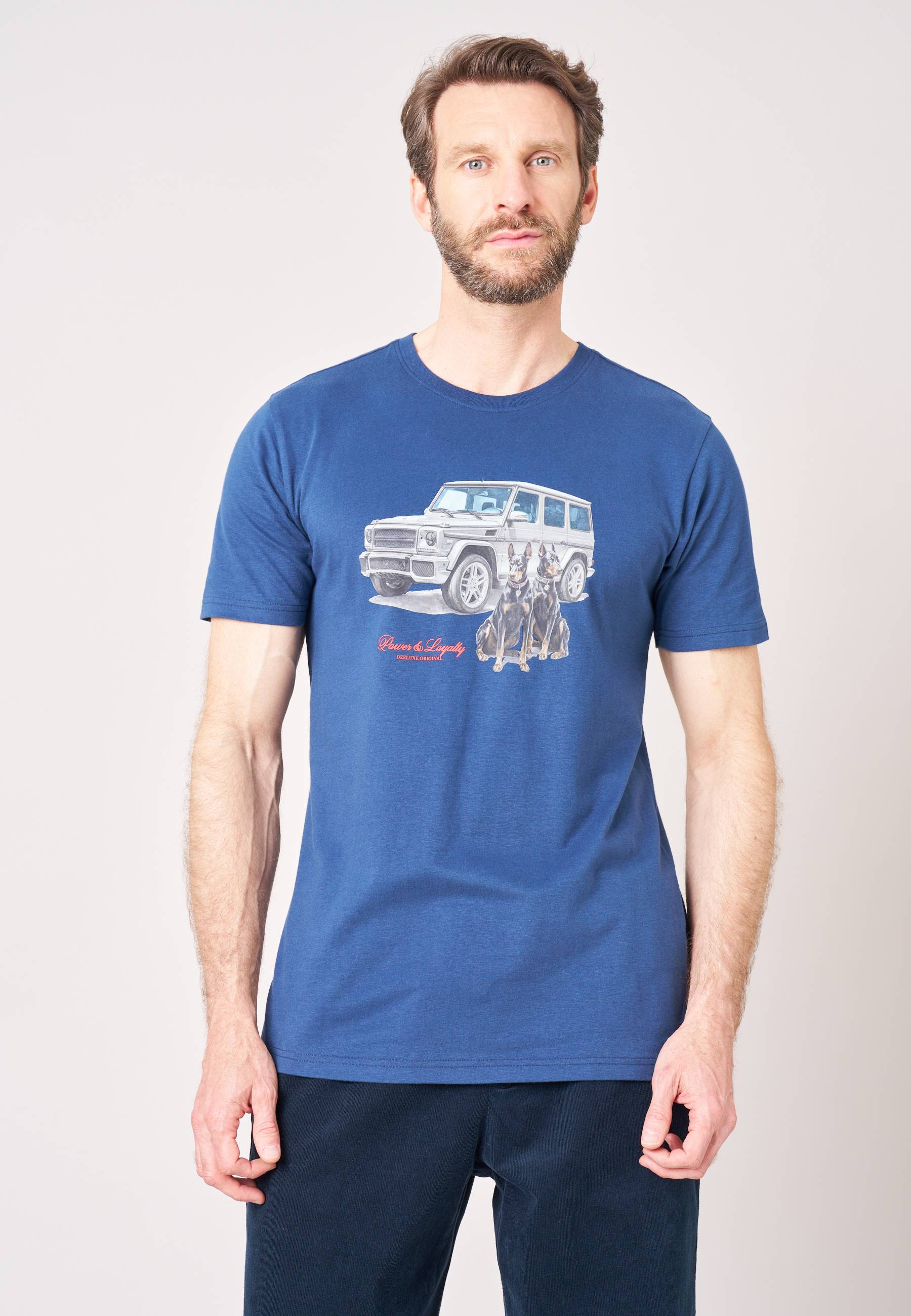 T-shirt confort homme en coton imprimé voiture & chiens DOBBY, DEELUXE
