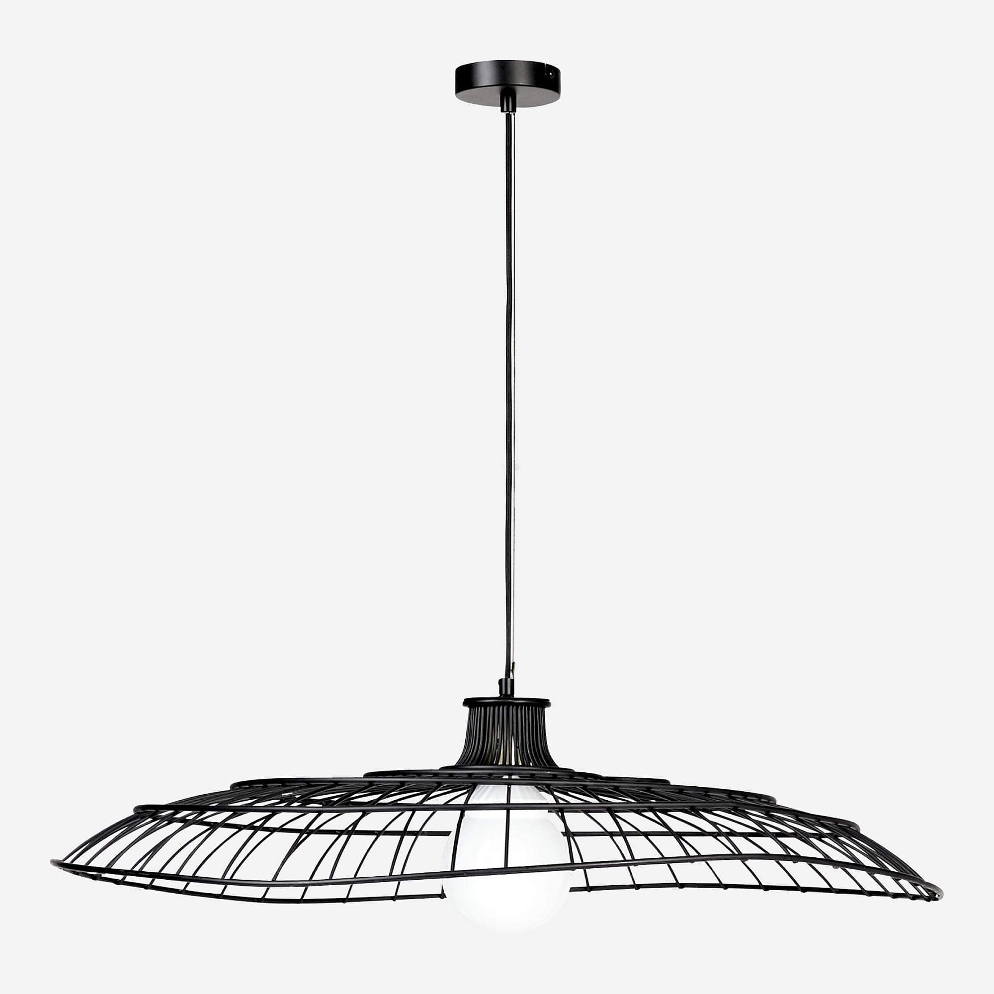 Suspension en métal - Diamètre 80 cm - Noir - NELLY, HABITAT