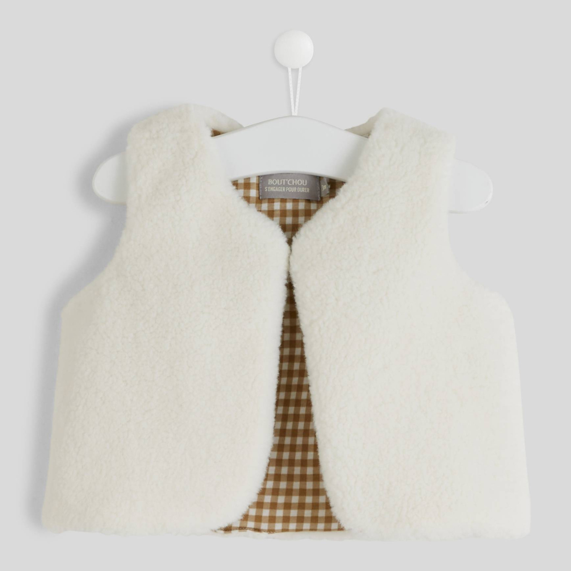 Gilet sans manches uni effet sherpa, BOUT'CHOU