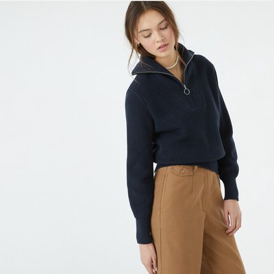 Half Zip Jumper/Sweater in Cotton Mix LA REDOUTE COLLECTIONS