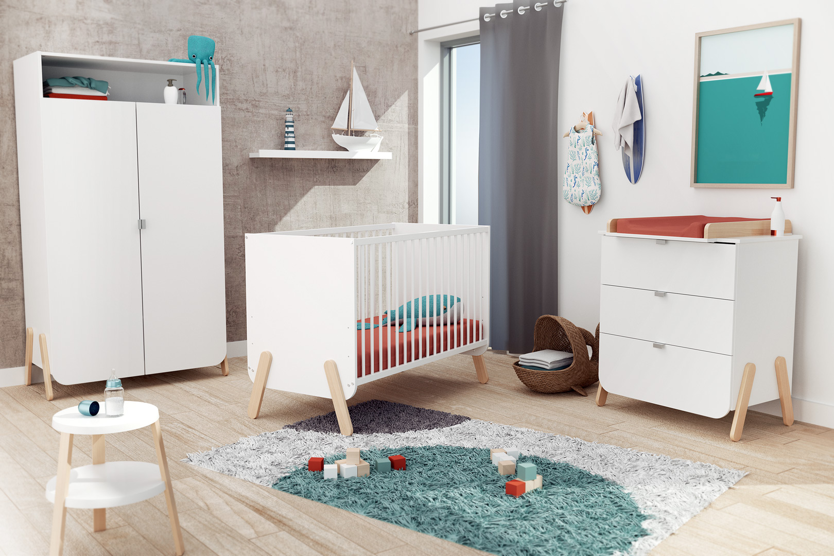 Chambre enfant 3 tiroirs en bois PIRATE, WEBABY