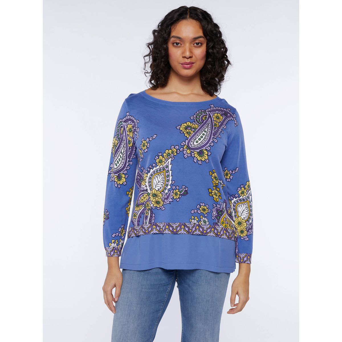 Gros Pull Marron à Motifs Fleurs Et Feuilles - Manches Longues Taille L Automne/Hiver