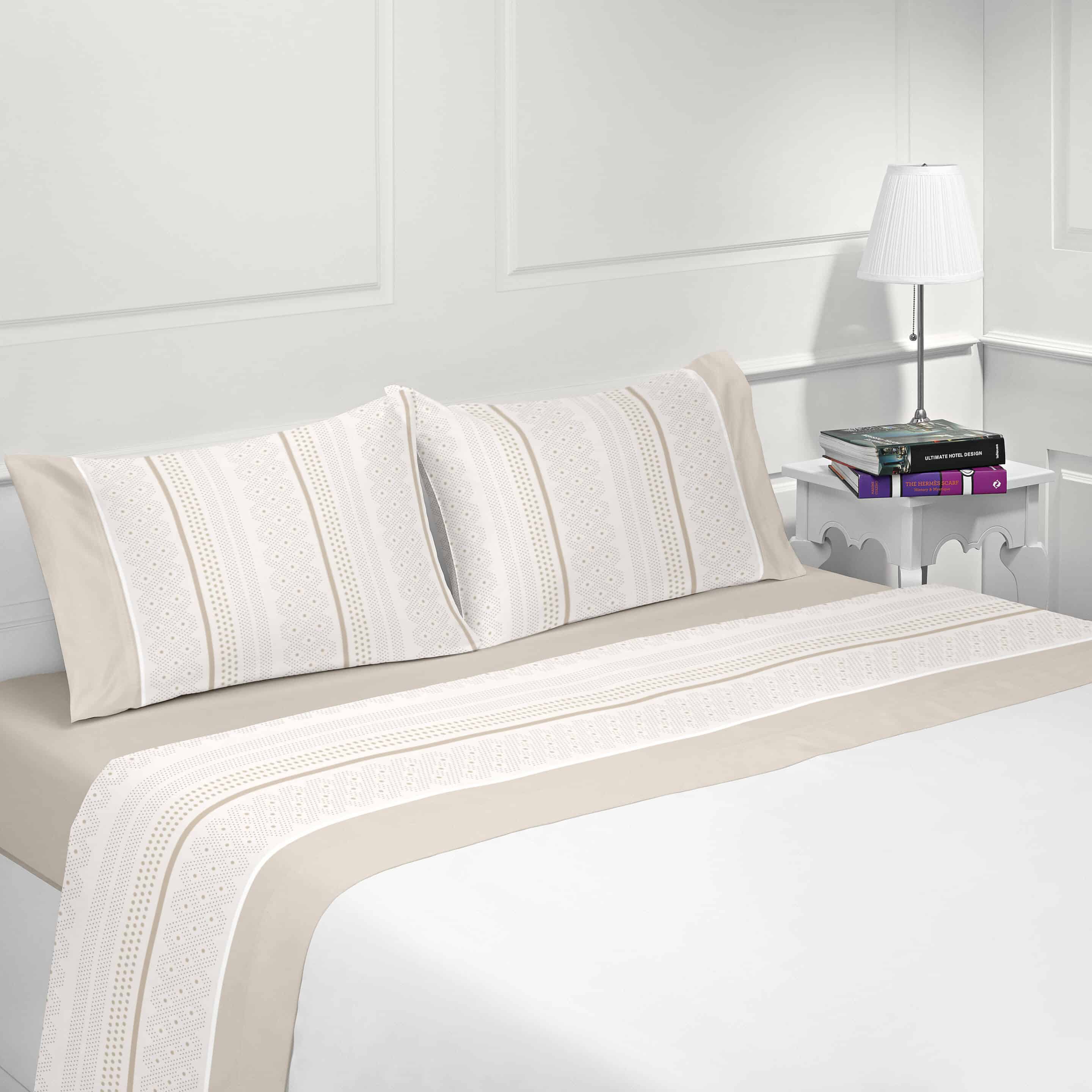 Parure drap de lit en coton flanelle 57 fils imprimé BERLIN, LINANDELLE