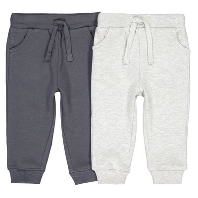 Pack of 2 Joggers in Cotton Mix, 1 Month-3 Years LA REDOUTE COLLECTIONS