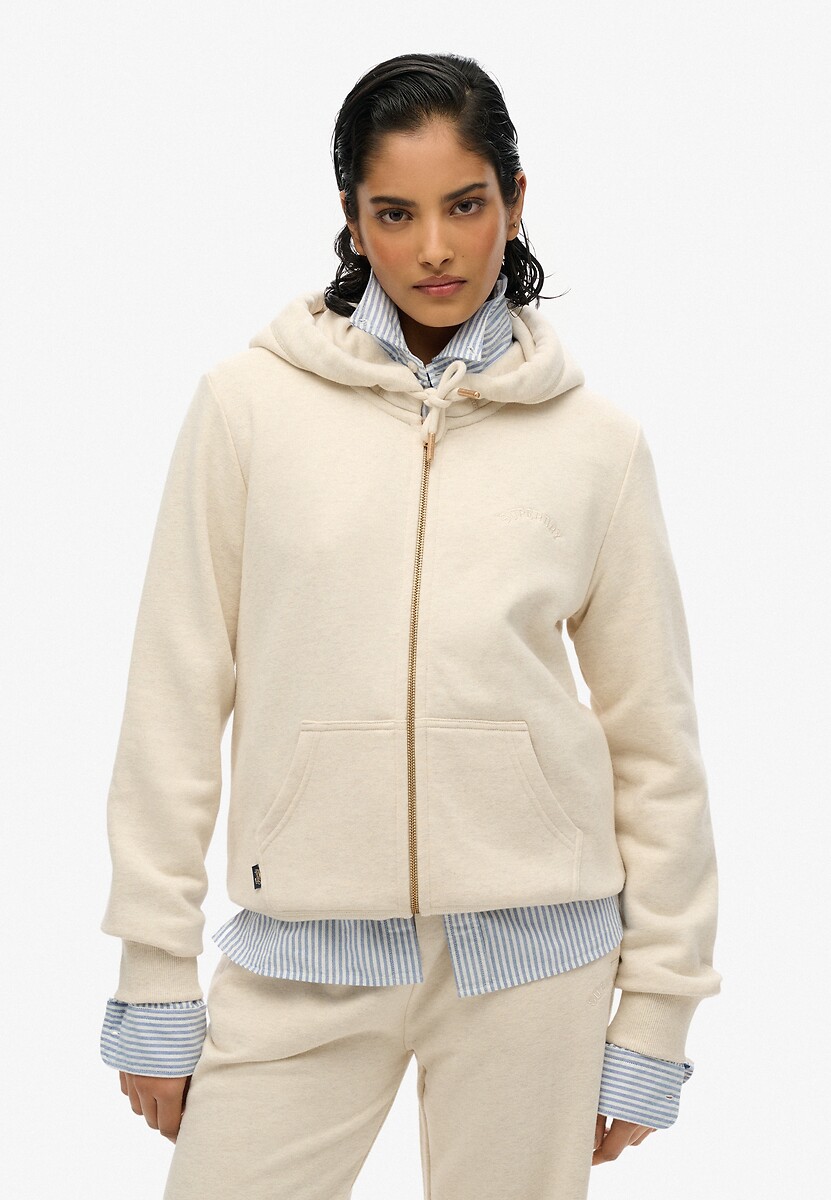 Sweat à capuche zippé à logo Essential, SUPERDRY