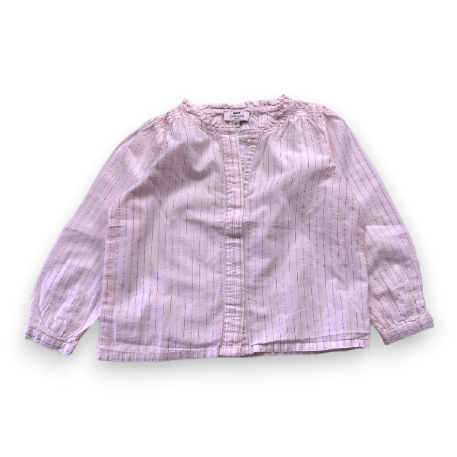 Chemisier Fille Cyrillus Rose Très Clair - Taille 8 Ans, Manches Courtes, Très Bon État