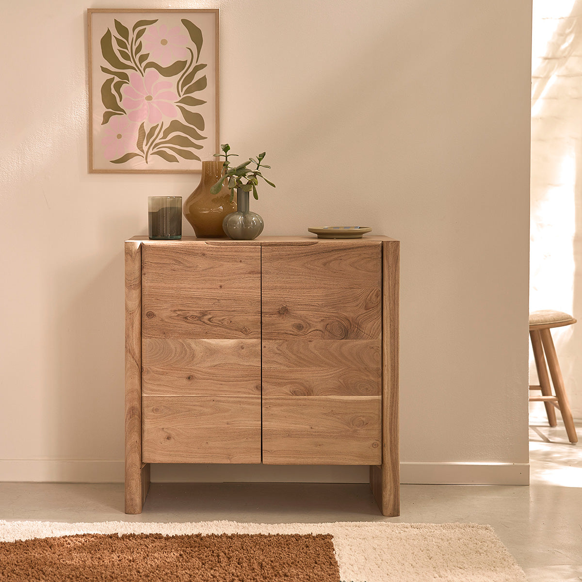 Buffet 2 portes en acacia massif 80 cm CALI, BERAH GETAH