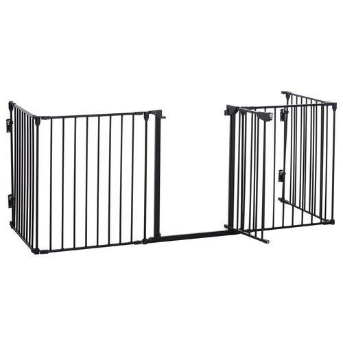 Barrière de sécurité parc enclos chien modulable pliable avec porte noir  Pawhut