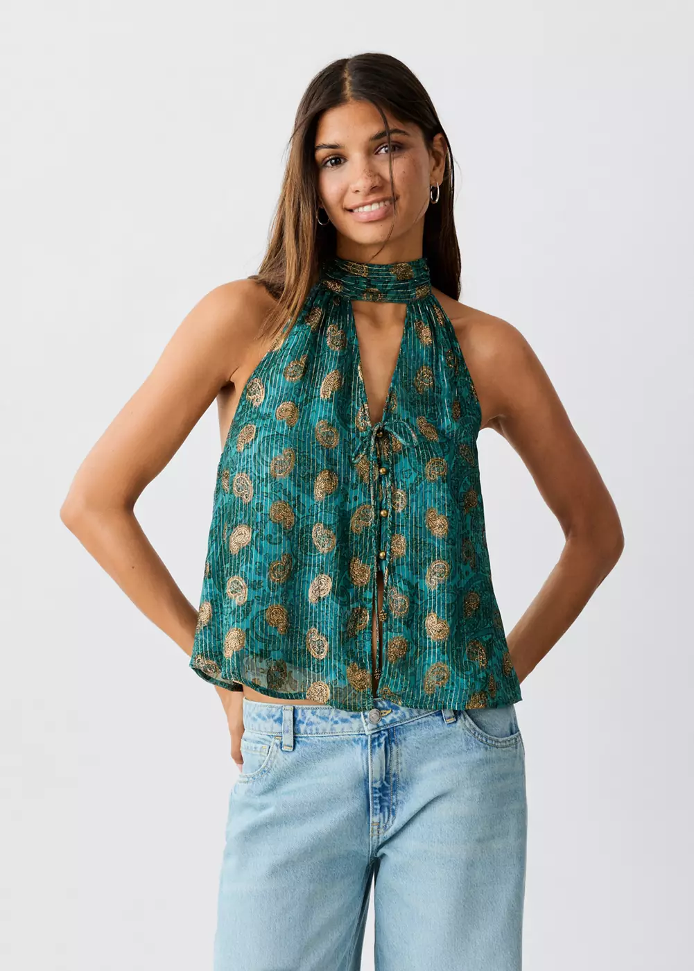 Top halter imprimé, MANGO TEEN