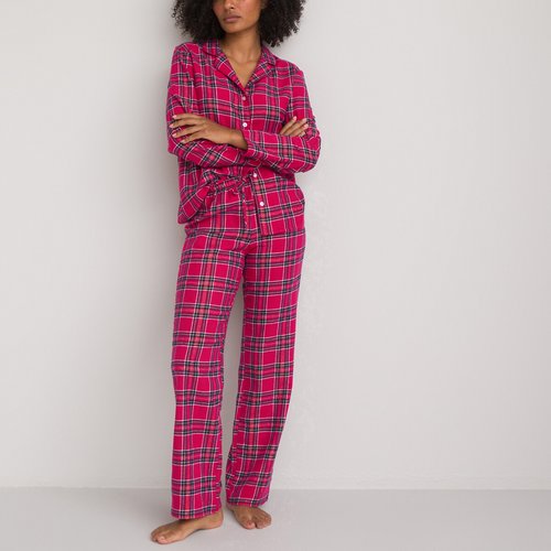 Checked cotton flannel pyjamas, red checks, La Redoute Collections