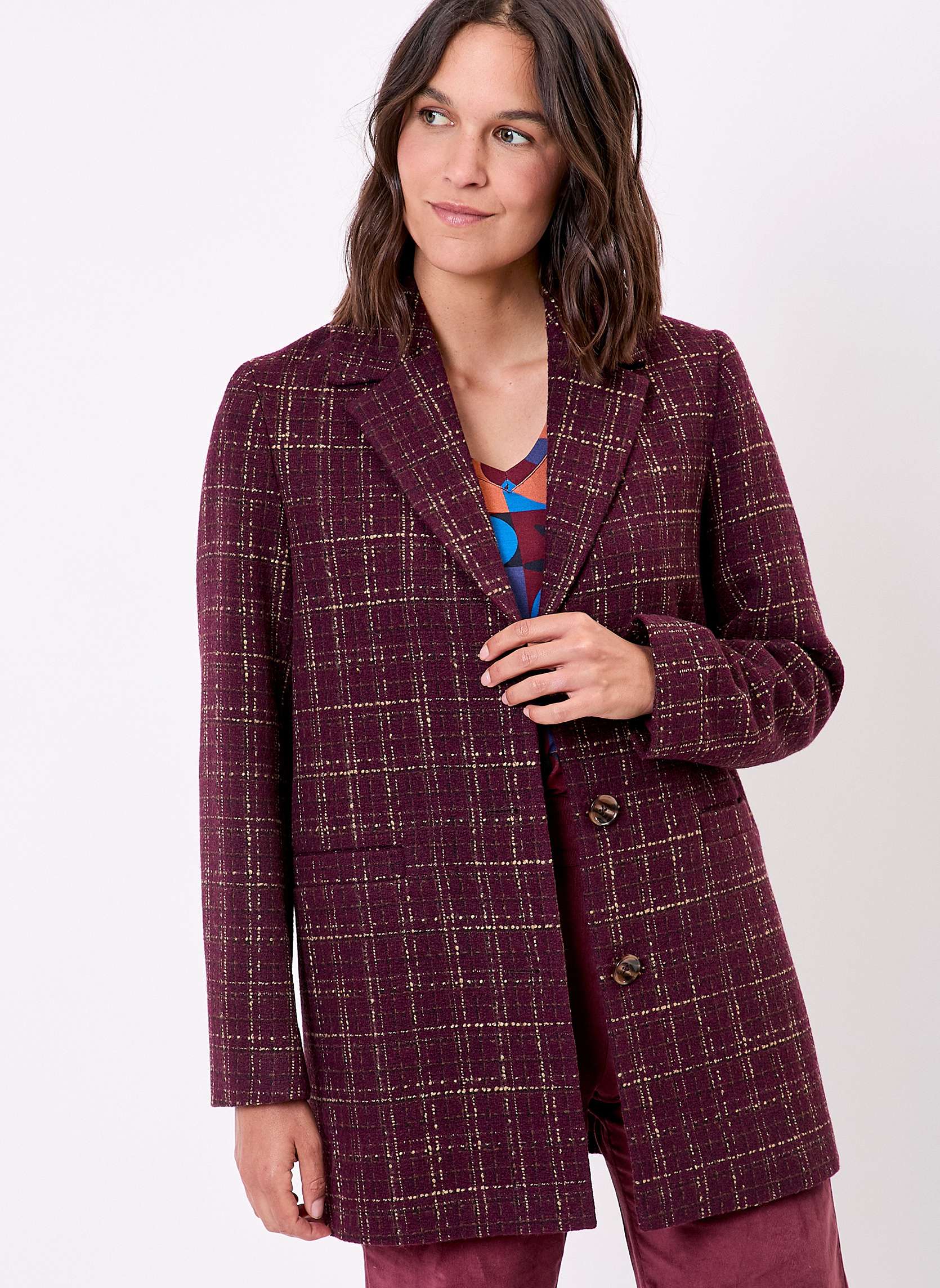 Manteau droit à carreaux AUDREY, LA FIANCÉE
