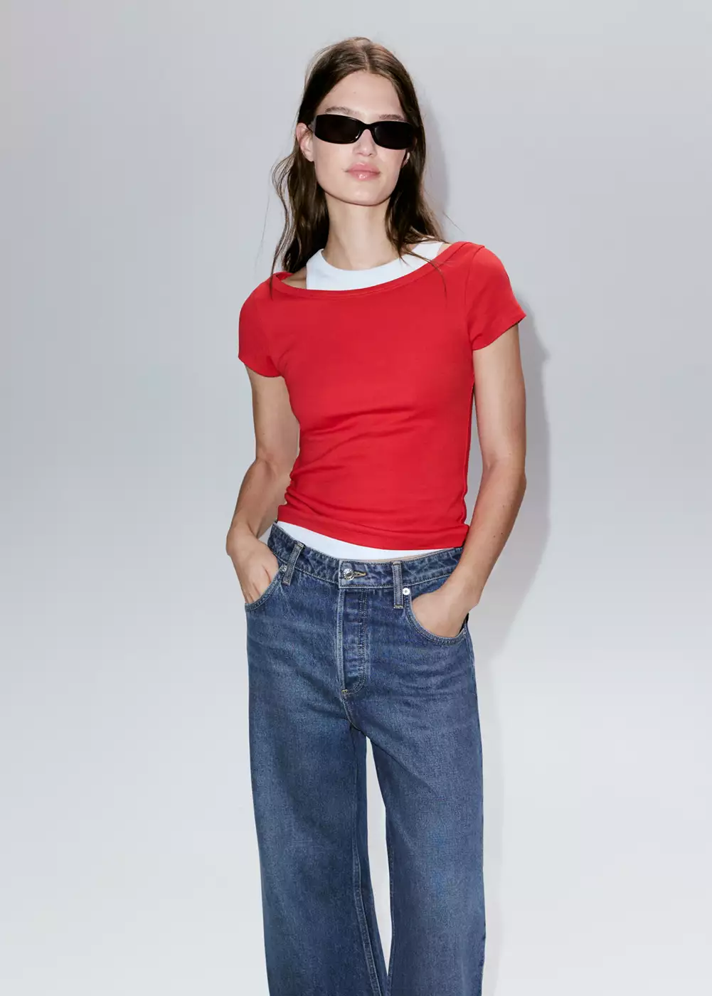 T-shirt combiné bicolore, MANGO