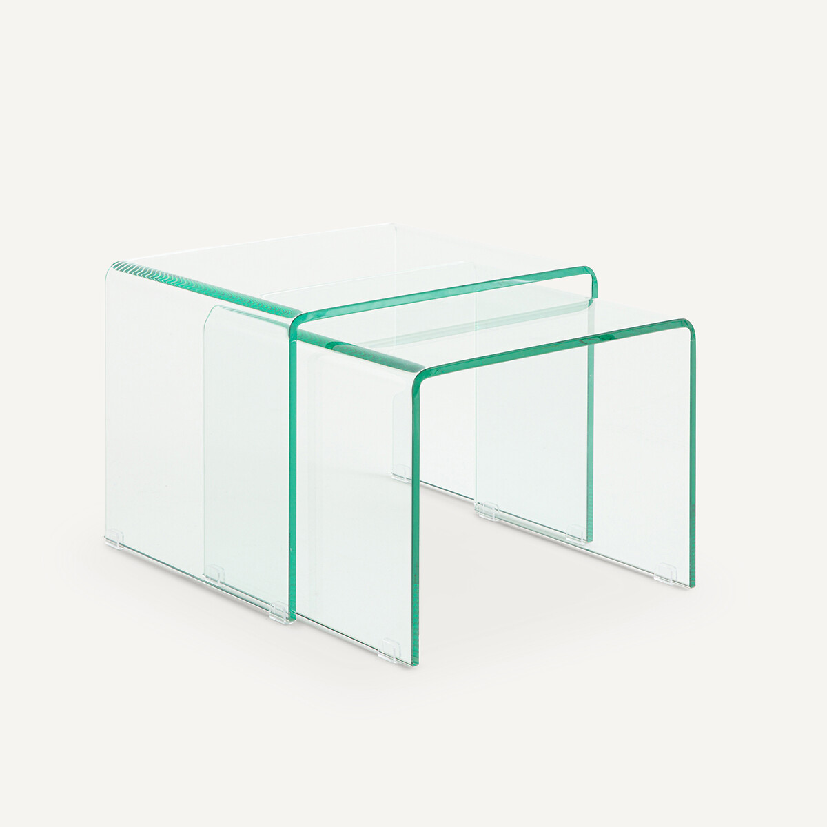 Lot de 2 bouts de canapé verre trempé, Cristalline, AM.PM