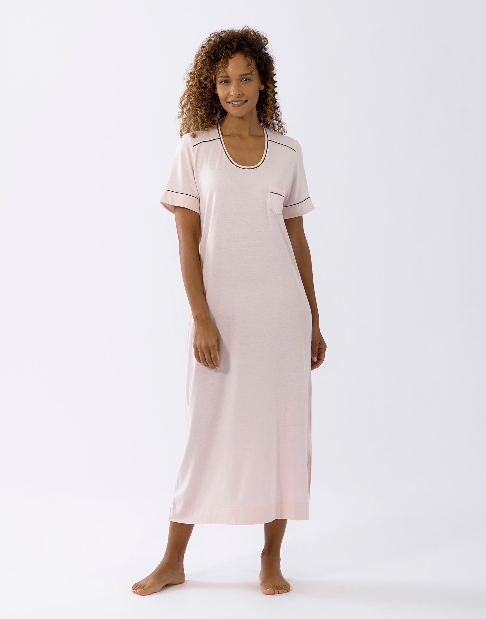 Chemise de nuit manches courtes en coton modal LES INTEMPORELLES A11, LE CHAT