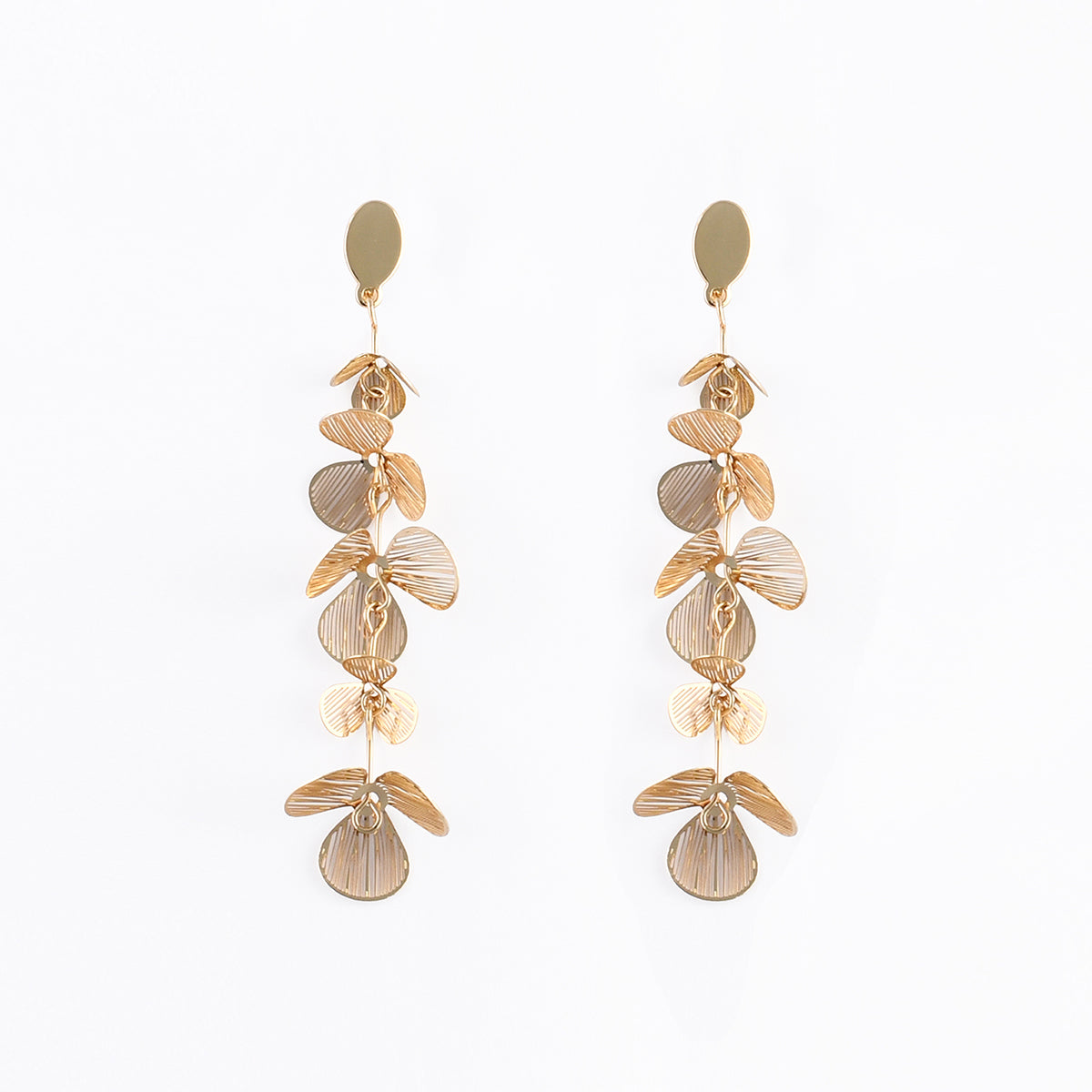 Boucles d'oreilles clips - longues fleurs dorées, BALABOOSTE